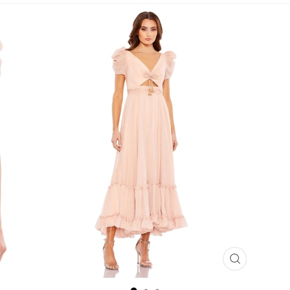 Mac Duggal  Size 4 Ruffle Tiered Metallic Ruched Shoulder Dress - Picture 10 of 14